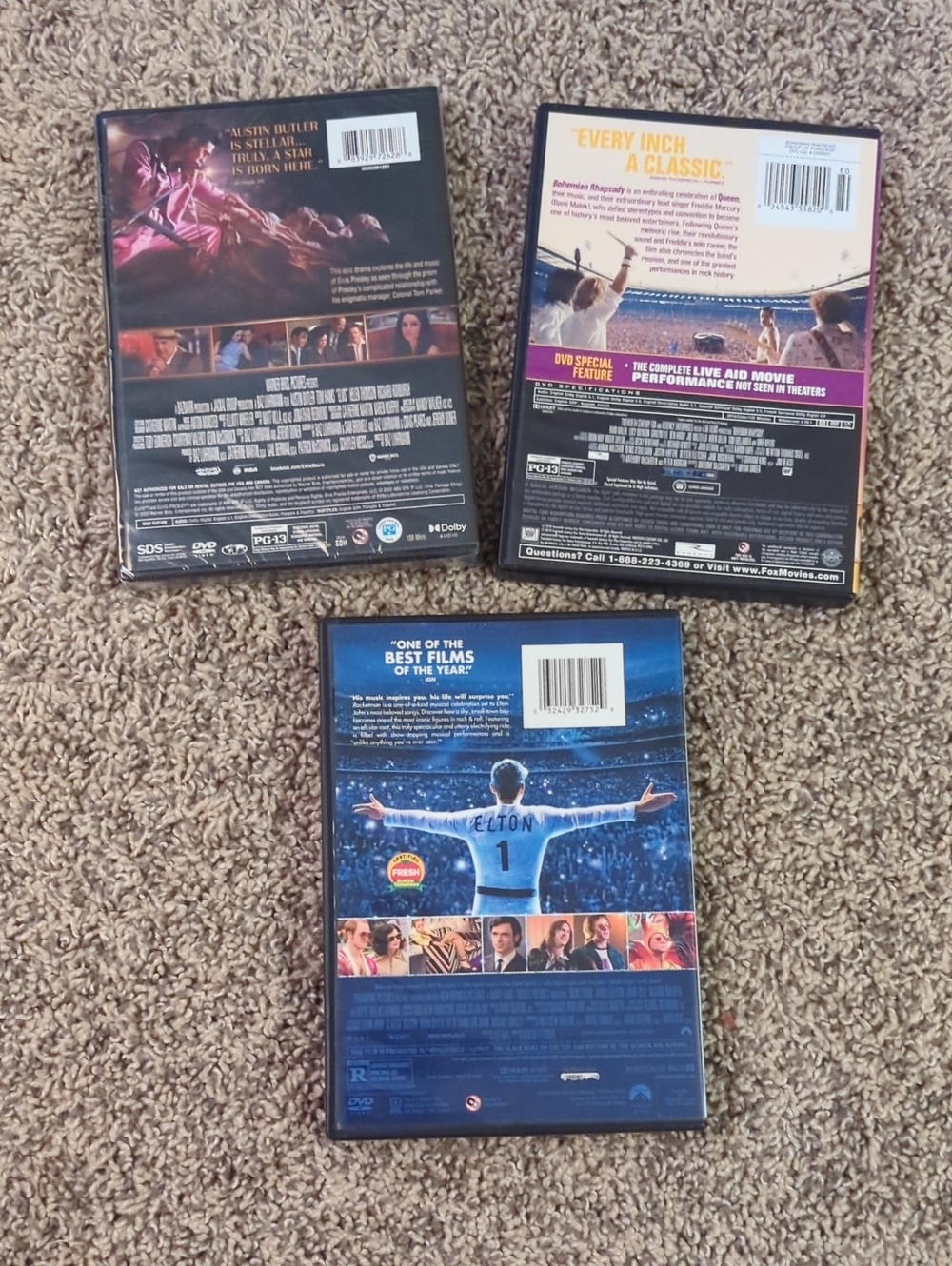 Elvis / Bohemian Rhapsody / Rocketman Movie DVD Bundle - Picture 2 of 2